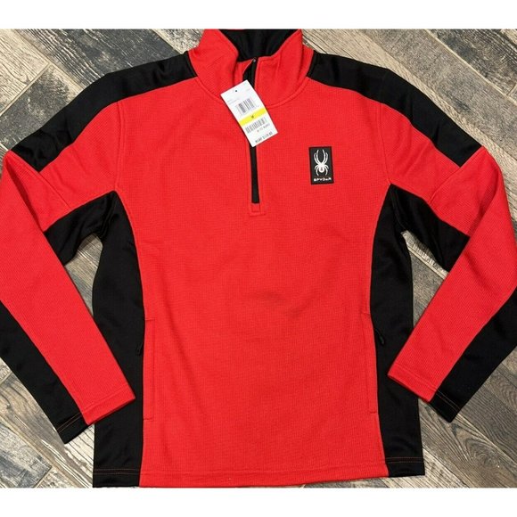 New $129 Spyder Men Mendoza Bonded Sweater Fleece Full-Zip Jacket Red Medium - Picture 8 of 10